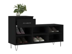 Mueble zapatero madera contrachapada negro 102x36x60 cm ES211966