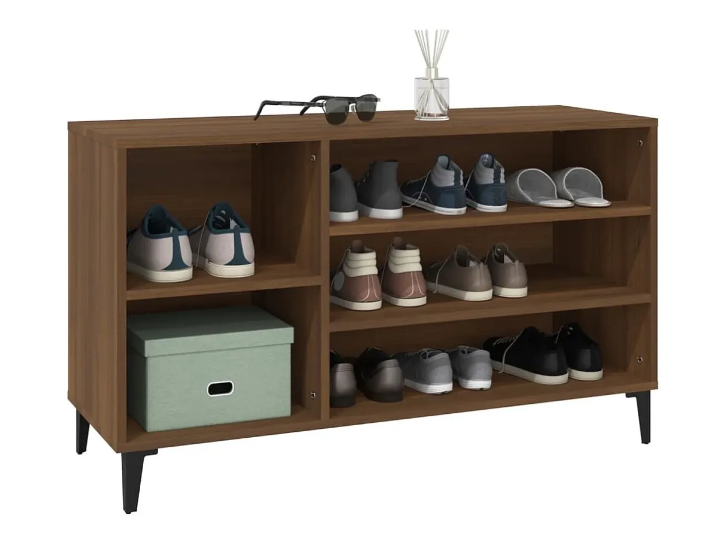 Mueble zapatero madera contrachapada roble marrón 102x36x60 cm ES373861
