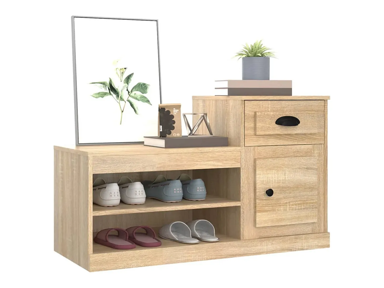 Mueble zapatero madera contrachapada roble Sonoma 100x42x60 cm ES933845