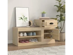 Mueble zapatero madera contrachapada roble Sonoma 100x42x60 cm ES933845