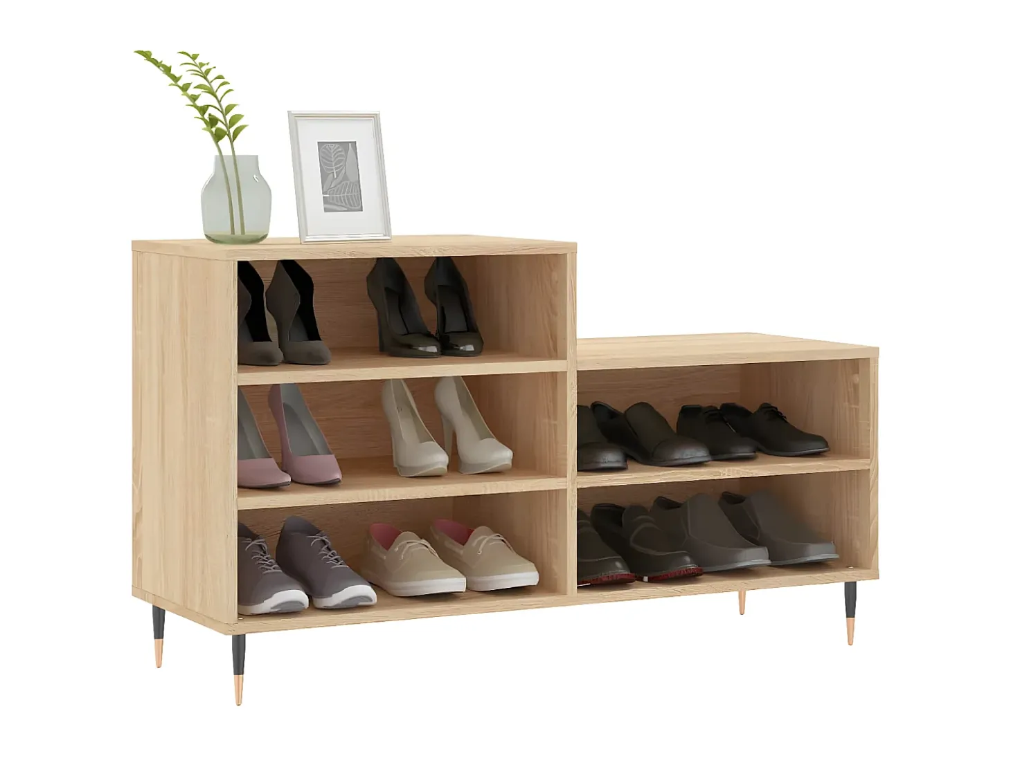 Mueble zapatero madera contrachapada roble Sonoma 102x36x60 cm ES711026