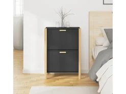 Mueble zapatero madera contrachapada negro 57,5x33x80 cm ES998006