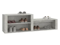Mueble zapatero madera contrachapada gris hormigón 150x35x45 cm ES803719