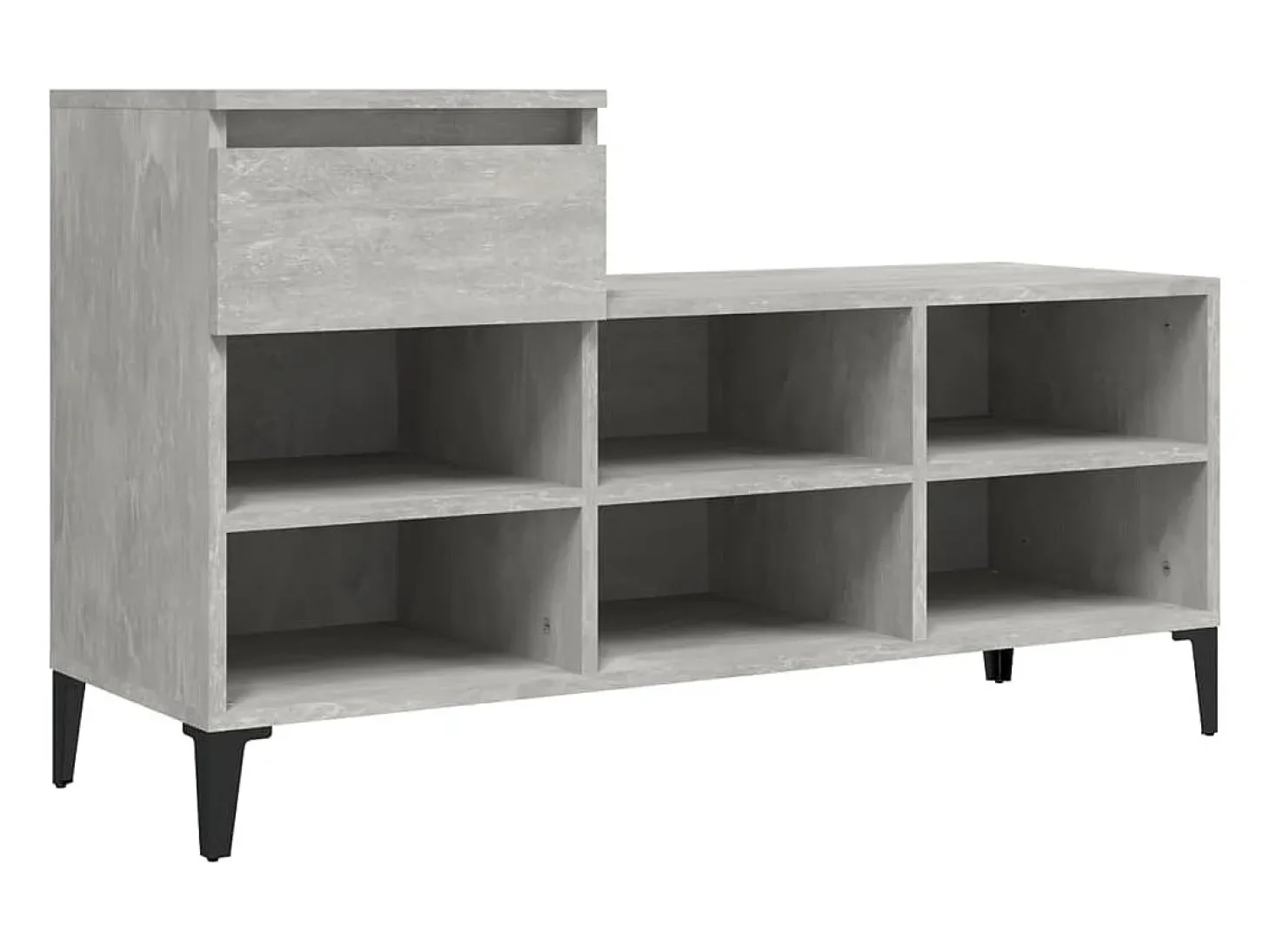 Mueble zapatero madera contrachapada gris hormigón 102x36x60 cm ES627159