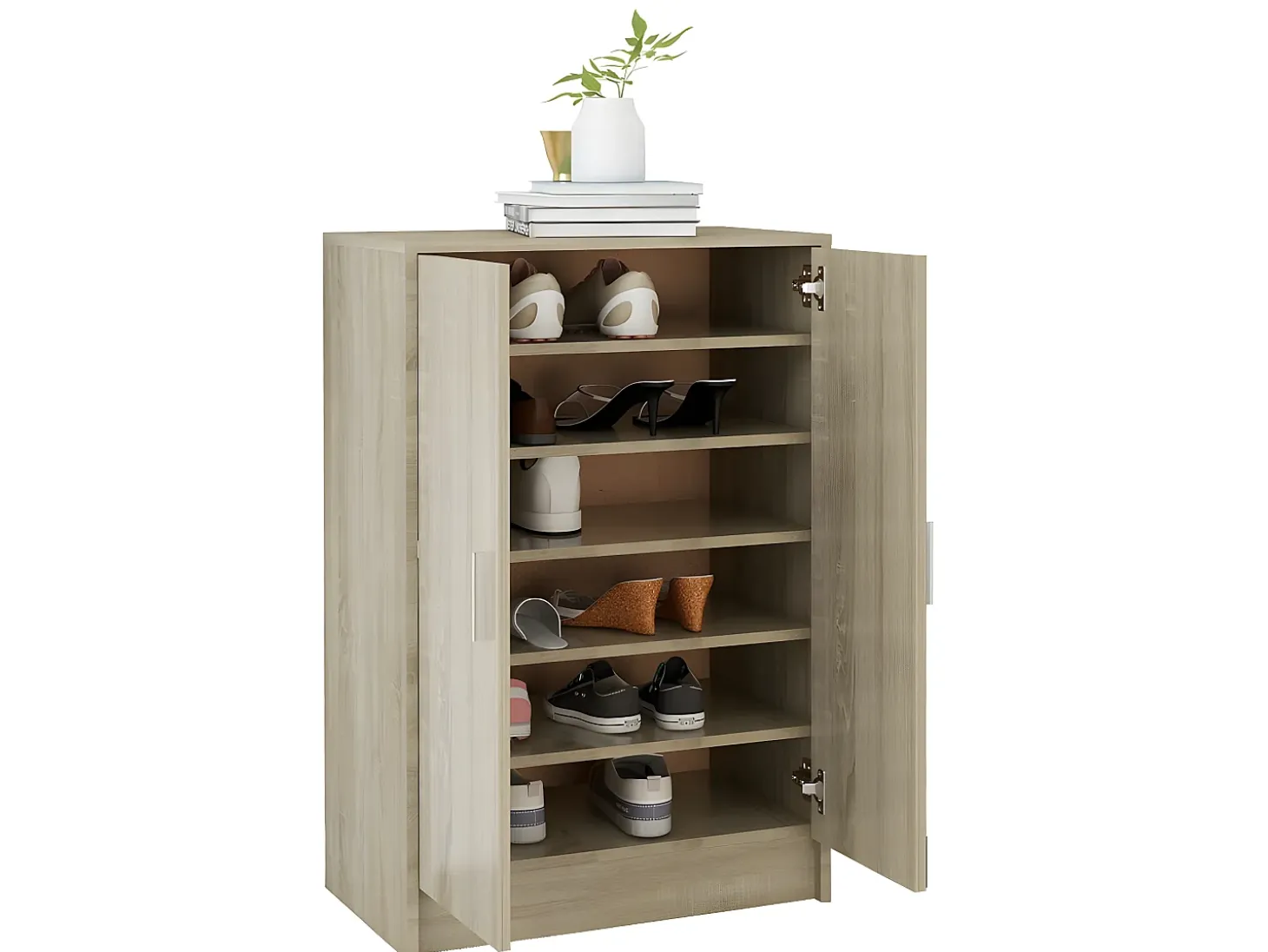 Mueble zapatero madera contrachapada roble Sonoma 60x35x92 cm ES896406