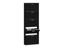 Mueble zapatero madera contrachapada negro 59x17x169 cm ES229478