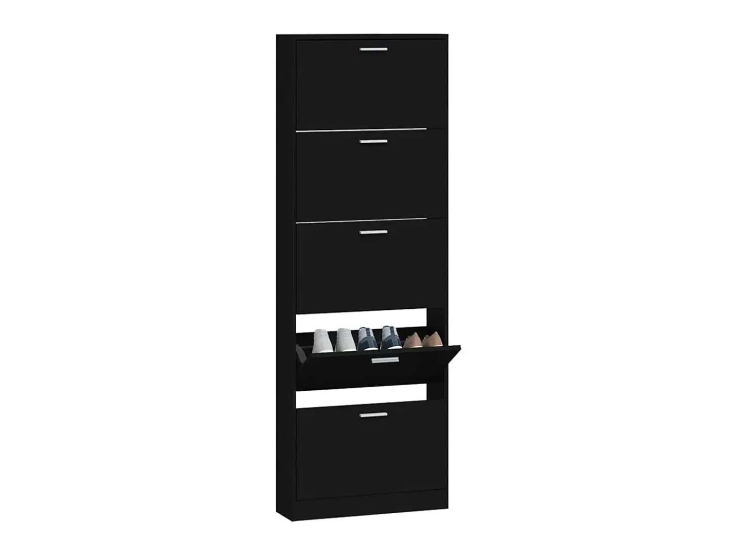 Mueble zapatero madera contrachapada negro 59x17x169 cm ES229478