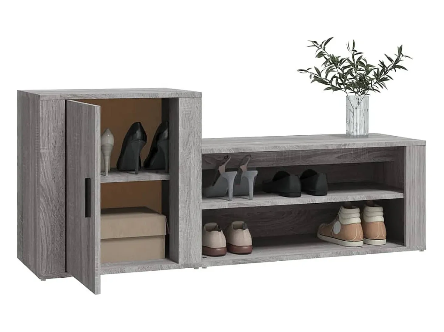 Mueble zapatero madera contrachapada gris Sonoma 130x35x54 cm ES996166