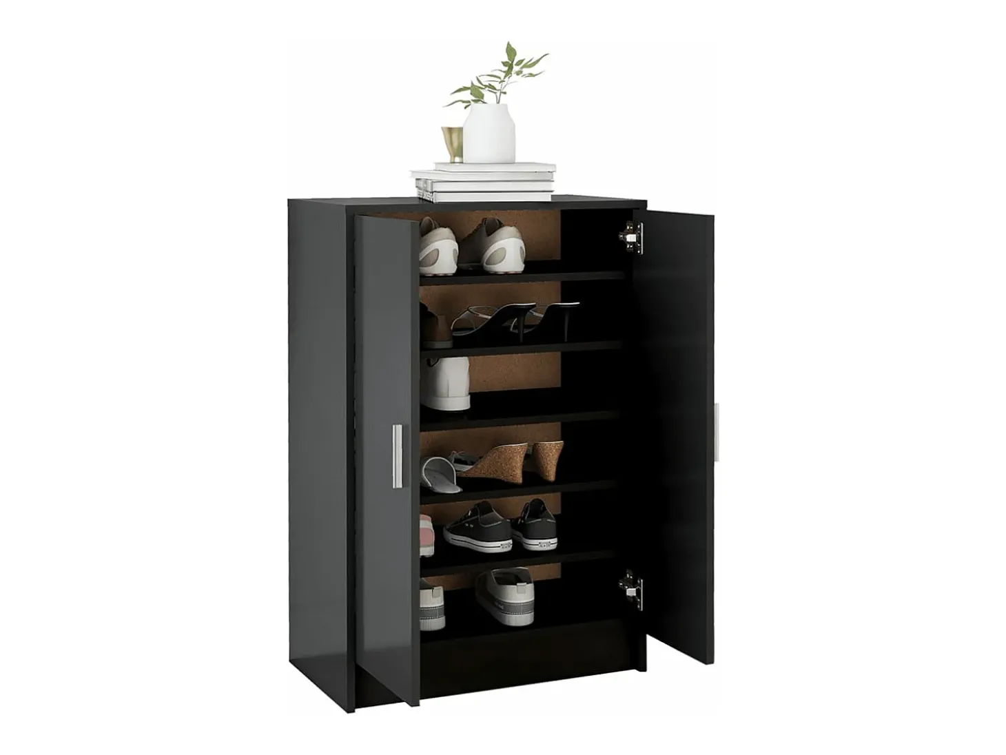 Mueble zapatero madera de ingeniería negro 60x35x92 cm ES139787