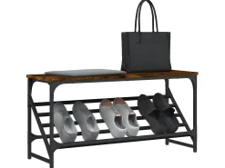 Mueble zapatero madera de ingeniería roble ahumado 90x30x45 cm ES189374