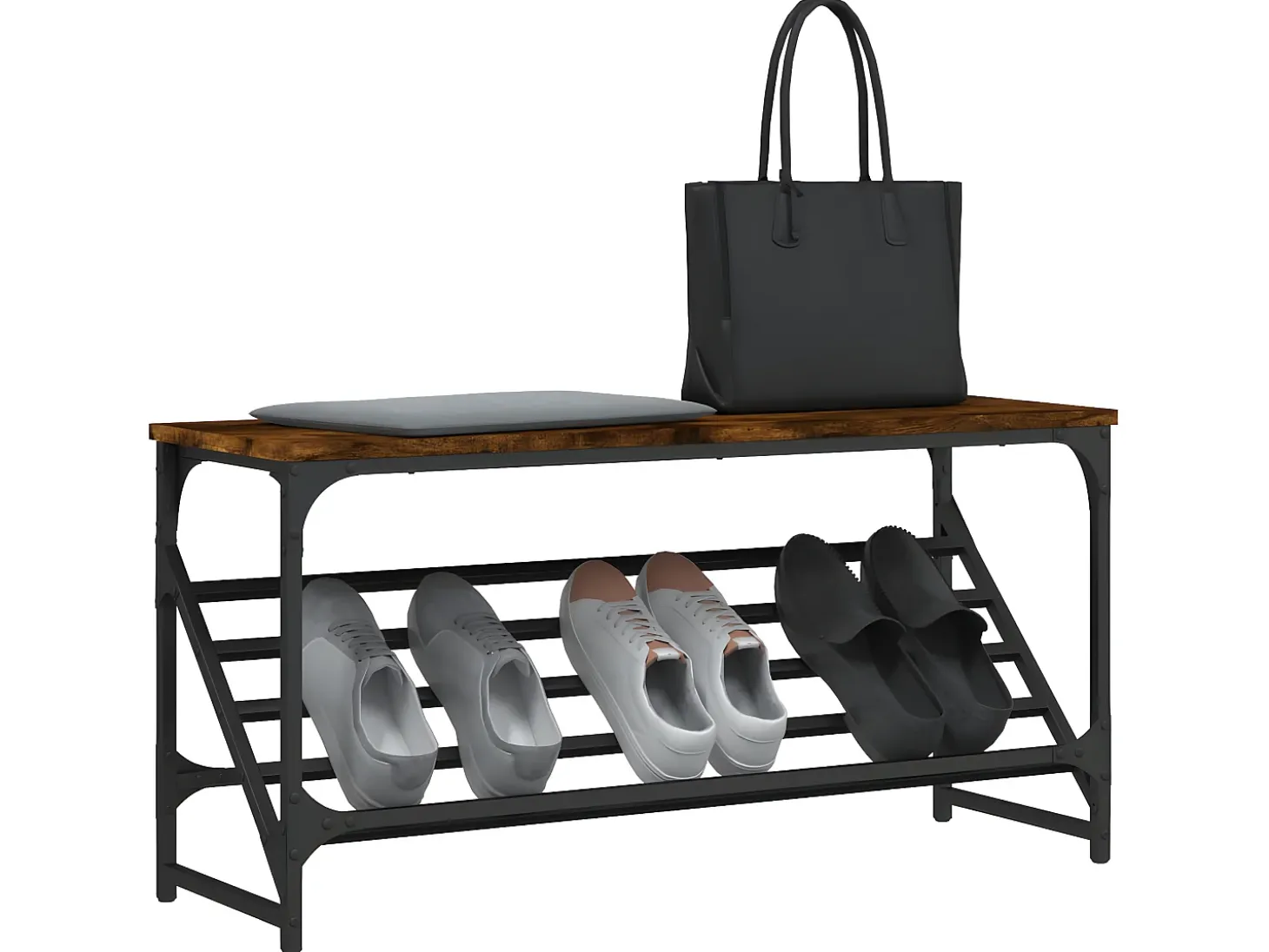 Mueble zapatero madera de ingeniería roble ahumado 90x30x45 cm ES189374