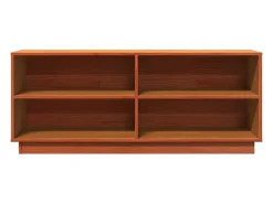 Mueble zapatero madera maciza de pino marrón cera 110x34x45 cm ES783302