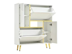 Mueble zapatero moderno con LED - Blanco Brillante - Elegante y Práctico
