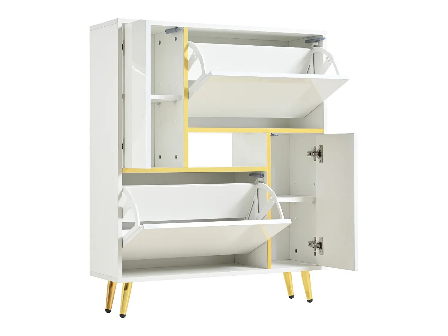 Mueble zapatero moderno con LED - Blanco Brillante - Elegante y Práctico