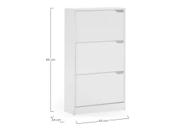 Mueble Zapatero Ángel 3 Puertas Color Blanco, para 18 Pares