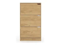 Mueble Zapatero Ángel 3 Puertas Color Roble Claro, para 18 Pares