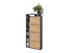 Mueble zapatero oro power roble/antracita 80x24.2x166.1 orlando