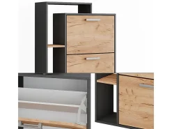 Mueble zapatero oro power roble/antracita 80x24.2x166.1 orlando