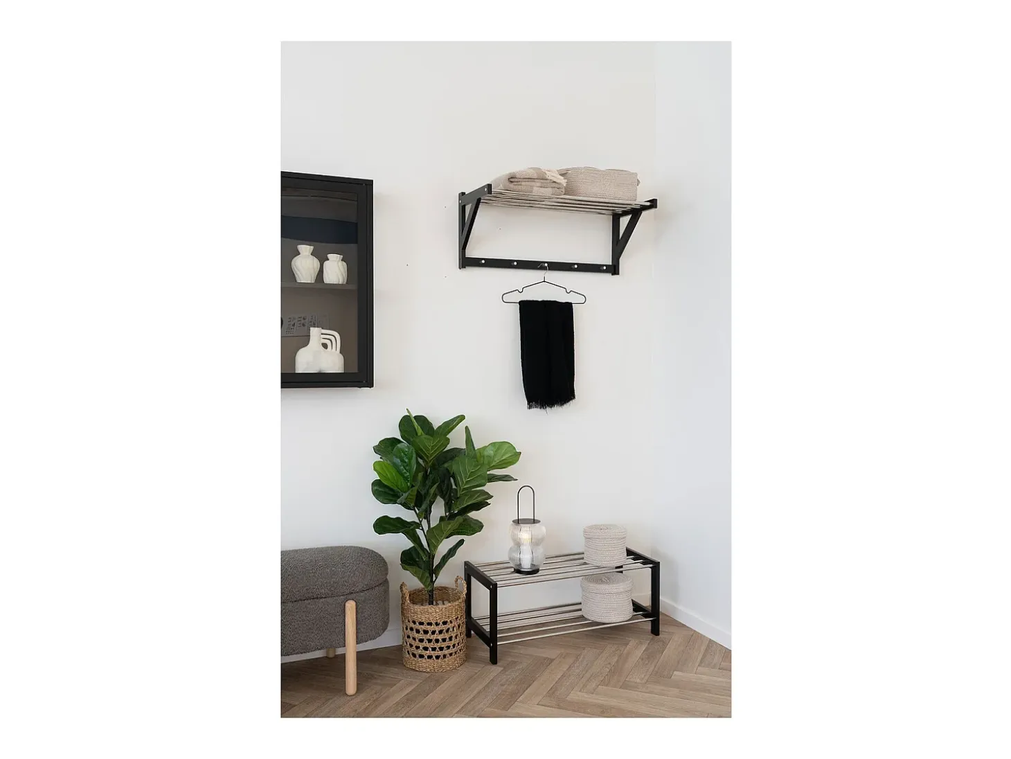 Mueble Zapatero Padova, Negro, 78x34x32 cm, Kendra Home