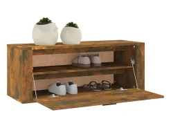 Mueble zapatero pared contrachapada roble ahumado 100x35x38 cm ES197125