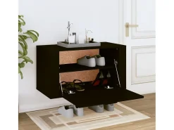 Mueble zapatero pared madera contrachapada negro 70x35x38 cm ES612506