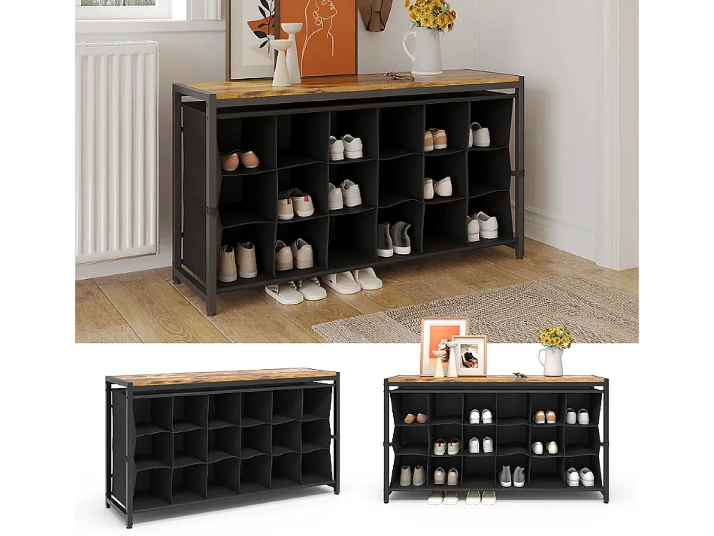 Mueble zapatero roble rústico 100x30x54.5 fyrk