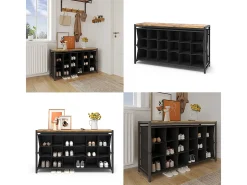 Mueble zapatero roble rústico 100x30x54.5 fyrk