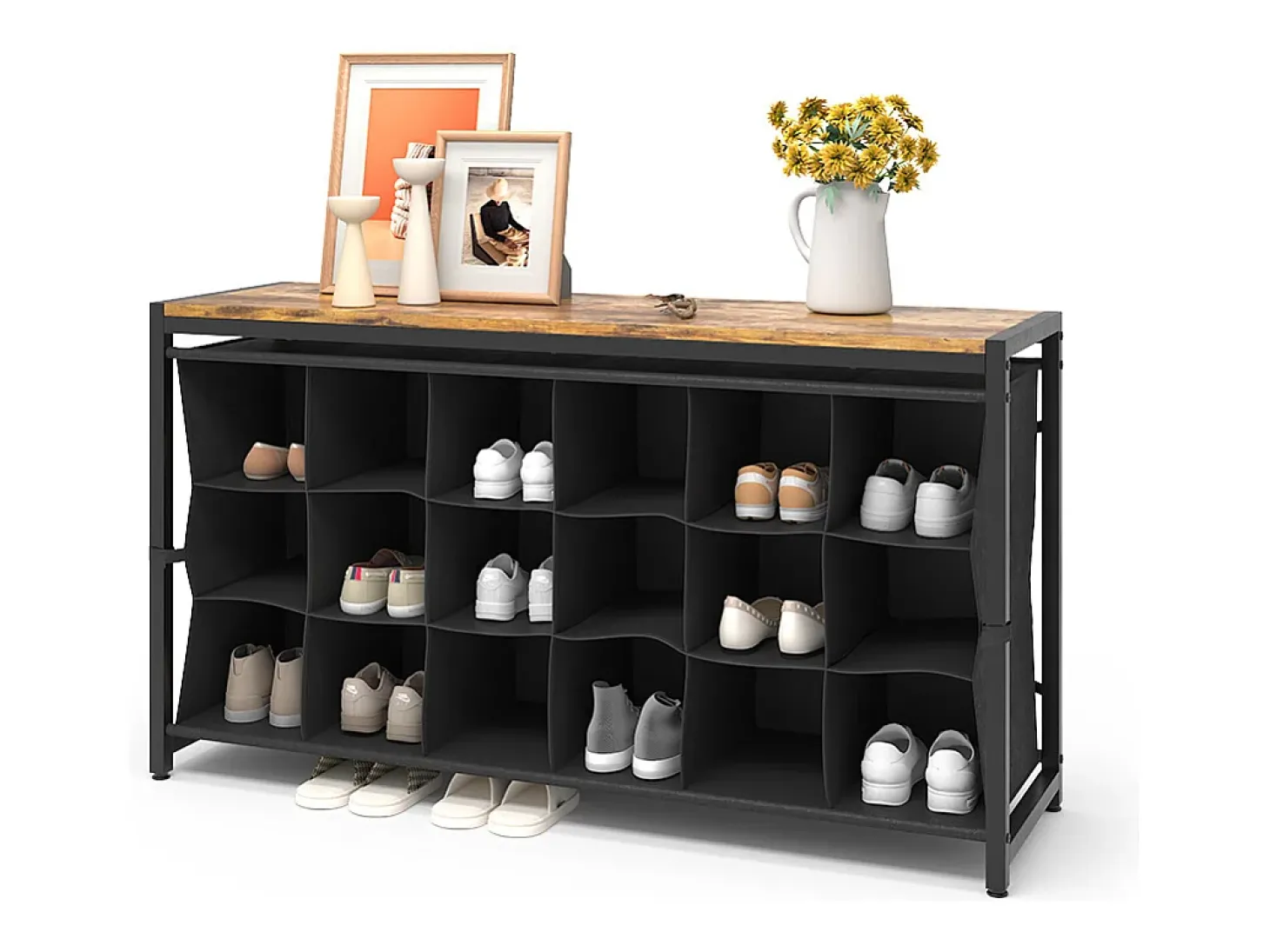 Mueble zapatero roble rústico 100x30x54.5 fyrk