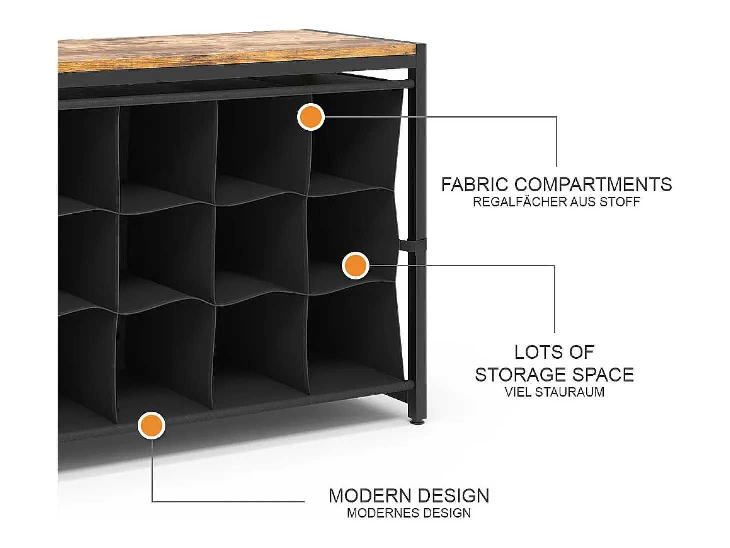 Mueble zapatero roble rústico 100x30x54.5 fyrk
