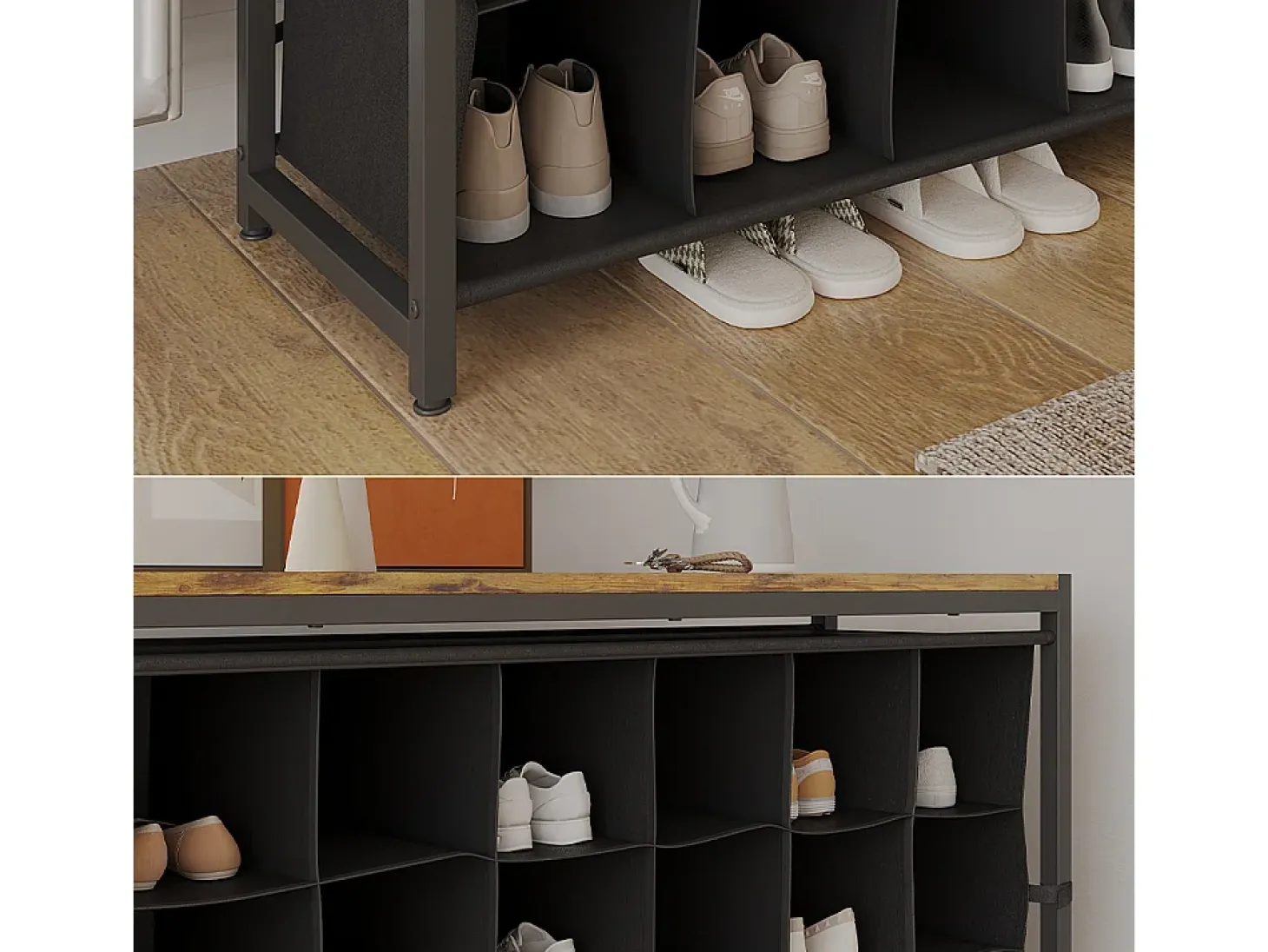 Mueble zapatero roble rústico 100x30x54.5 fyrk