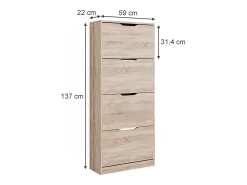 Mueble zapatero sonoma 59x22x137 luca