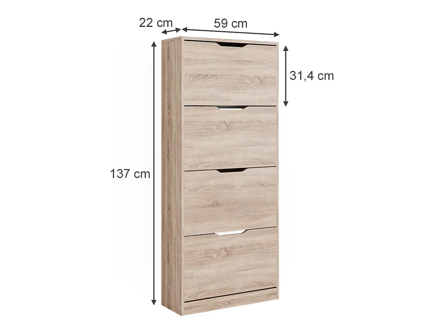Mueble zapatero sonoma 59x22x137 luca