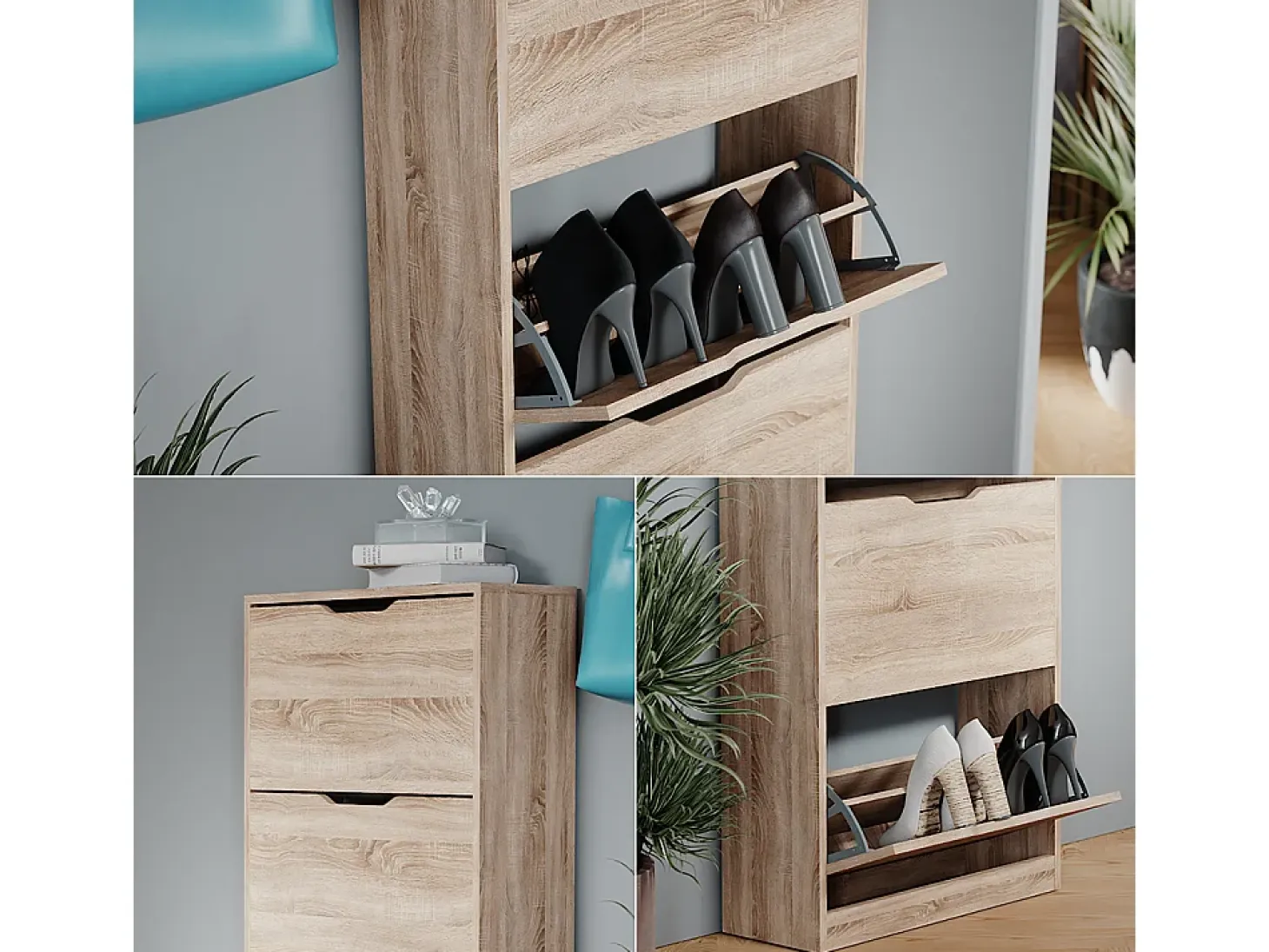 Mueble zapatero sonoma 59x22x137 luca