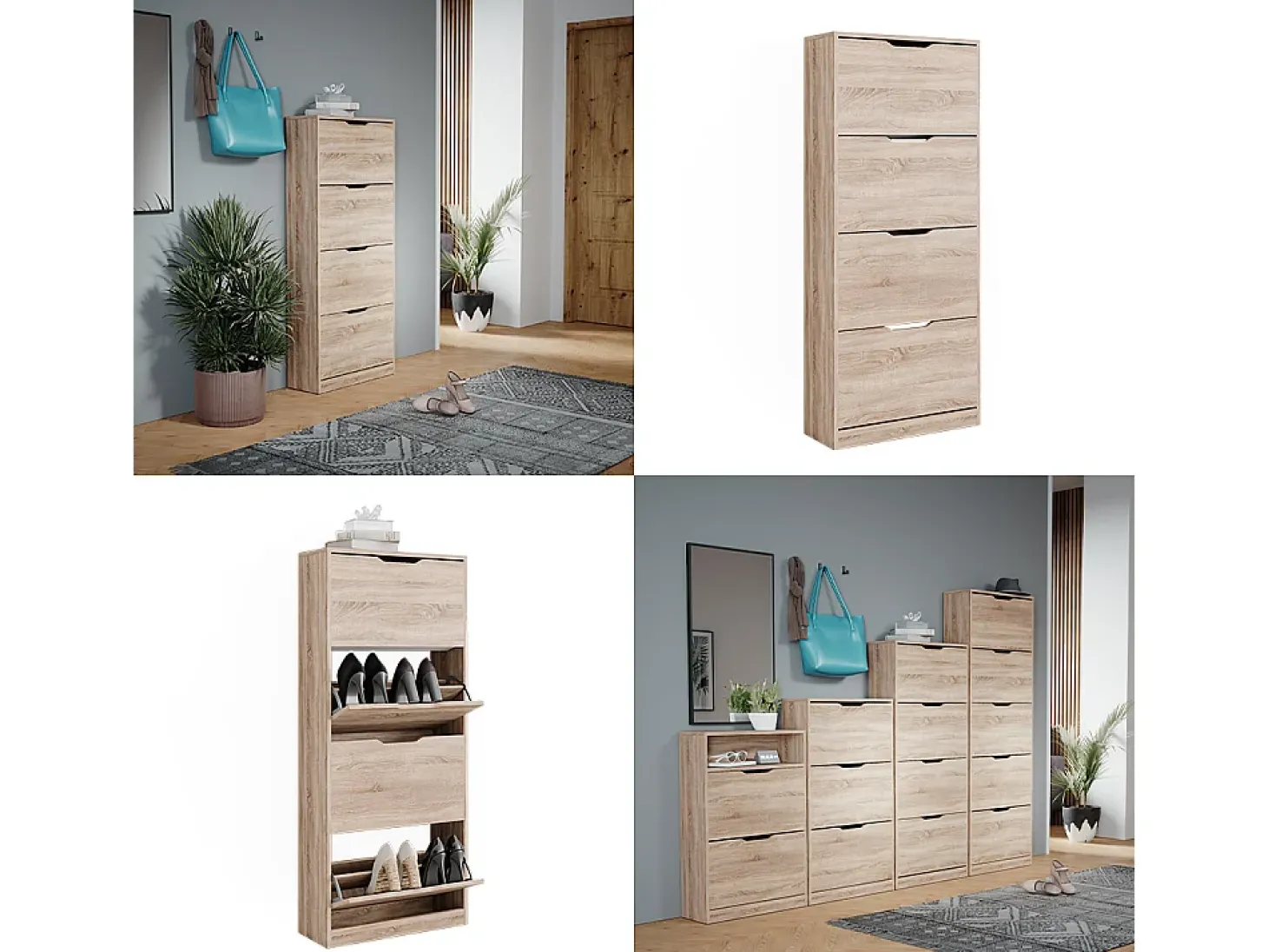 Mueble zapatero sonoma 59x22x137 luca