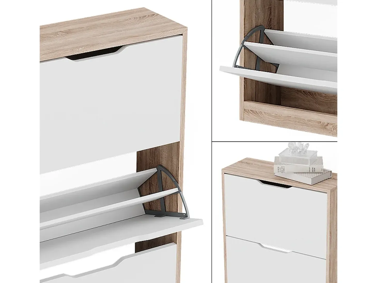 Mueble zapatero sonoma/blanco 59x22x137 luca