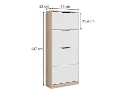 Mueble zapatero sonoma/blanco 59x22x137 luca