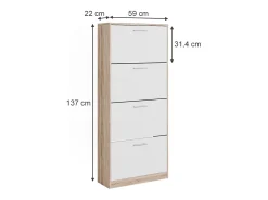 Mueble zapatero sonoma/blanco 59x22x137 gizmo