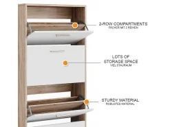 Mueble zapatero sonoma/blanco 59x22x137 gizmo