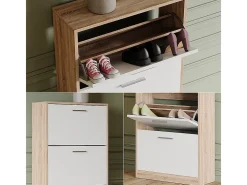 Mueble zapatero sonoma/blanco 59x22x137 gizmo