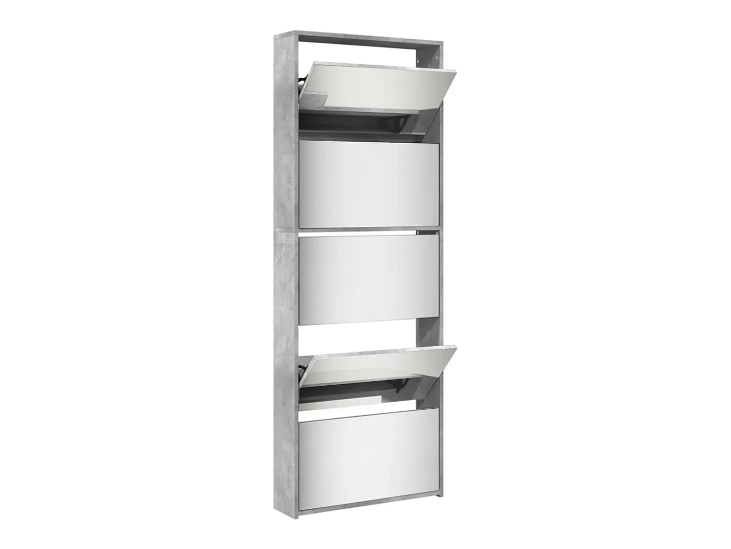 Mueble zapatero y espejo 5 niveles gris hormigón 63x17x169,5 cm ES309503