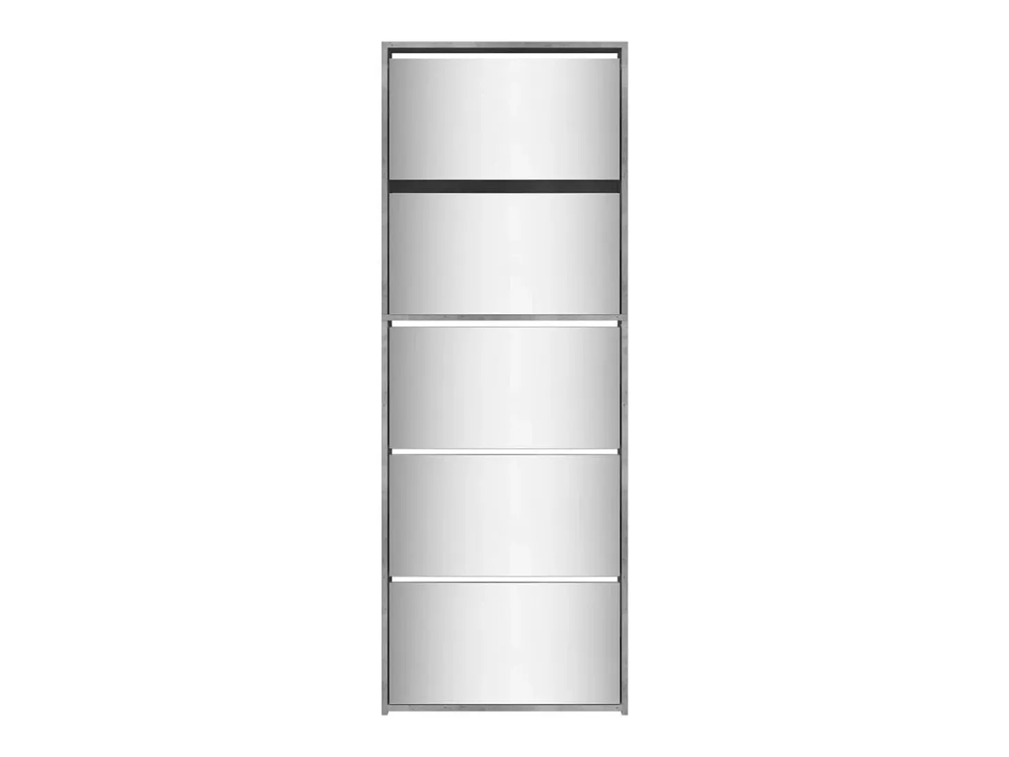 Mueble zapatero y espejo 5 niveles gris hormigón 63x17x169,5 cm ES309503