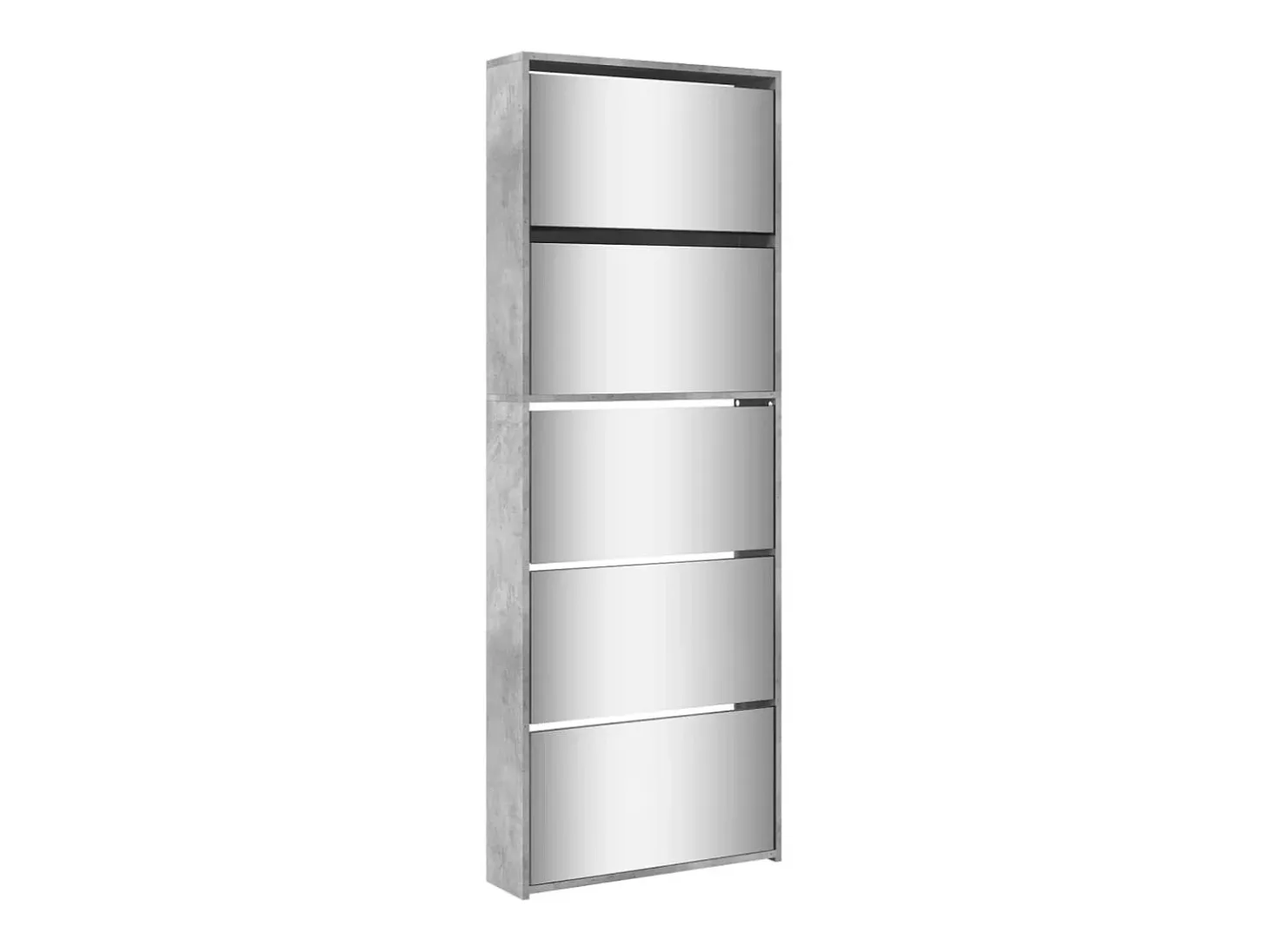Mueble zapatero y espejo 5 niveles gris hormigón 63x17x169,5 cm ES309503