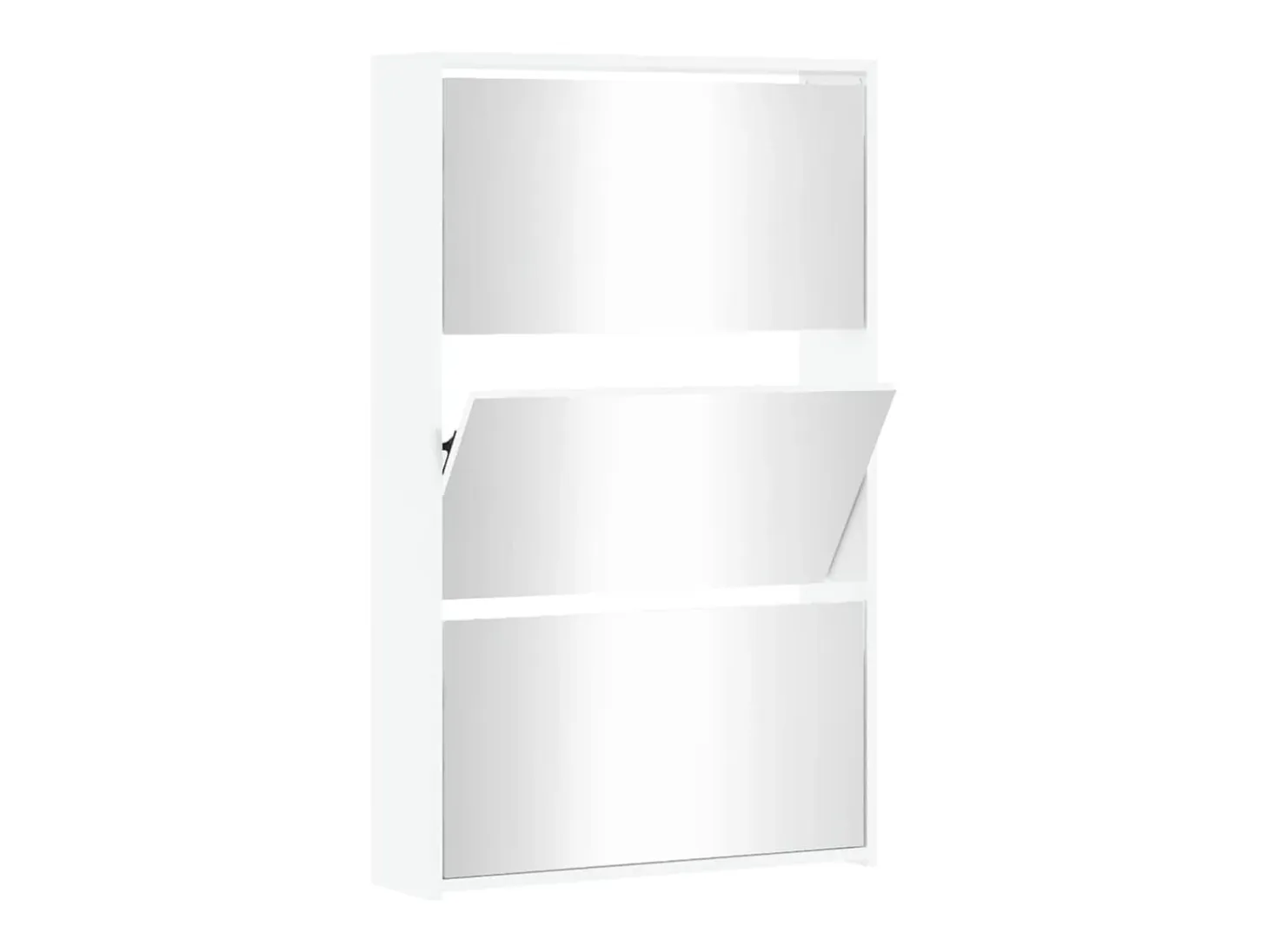 Mueble zapatero y espejo 3 niveles blanco brillo 63x17x102,5 cm ES364472