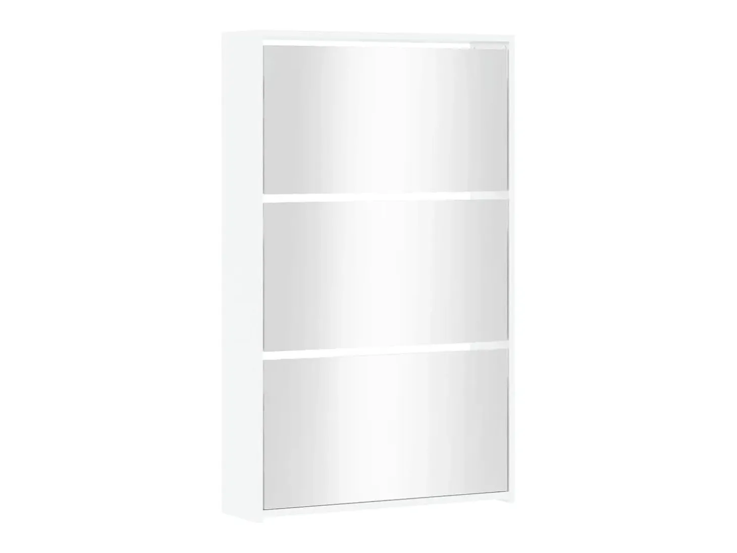 Mueble zapatero y espejo 3 niveles blanco brillo 63x17x102,5 cm ES364472