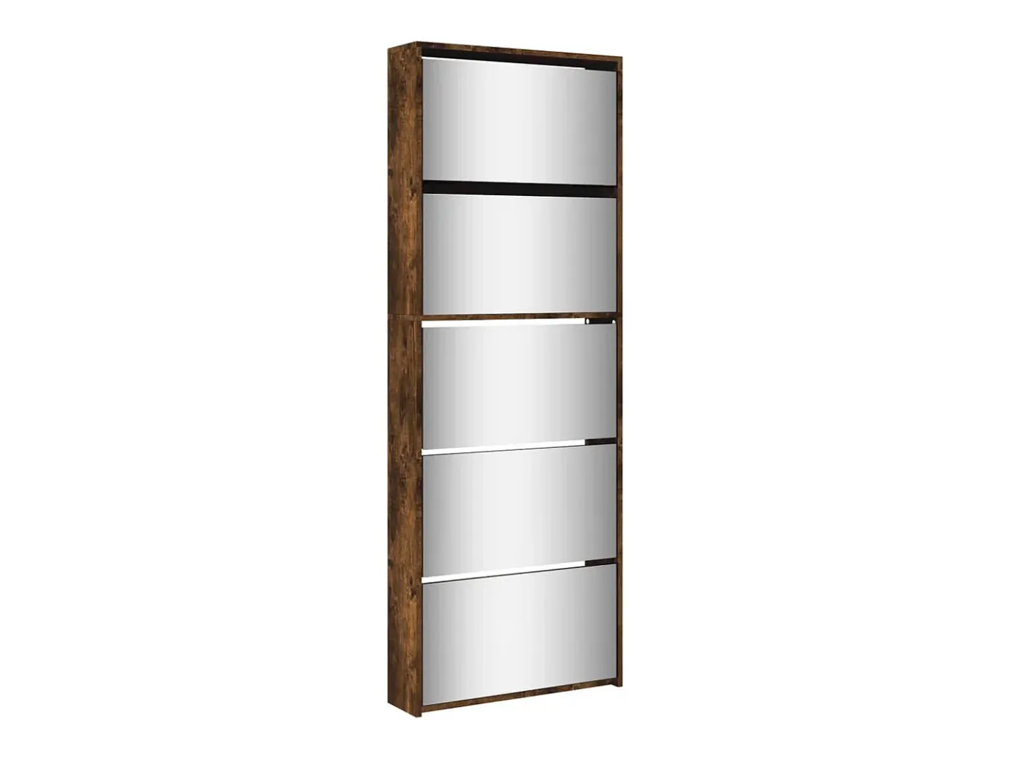 Mueble zapatero y espejo 5 niveles roble ahumado 63x17x169,5 cm ES796516