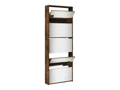 Mueble zapatero y espejo 5 niveles roble ahumado 63x17x169,5 cm ES796516