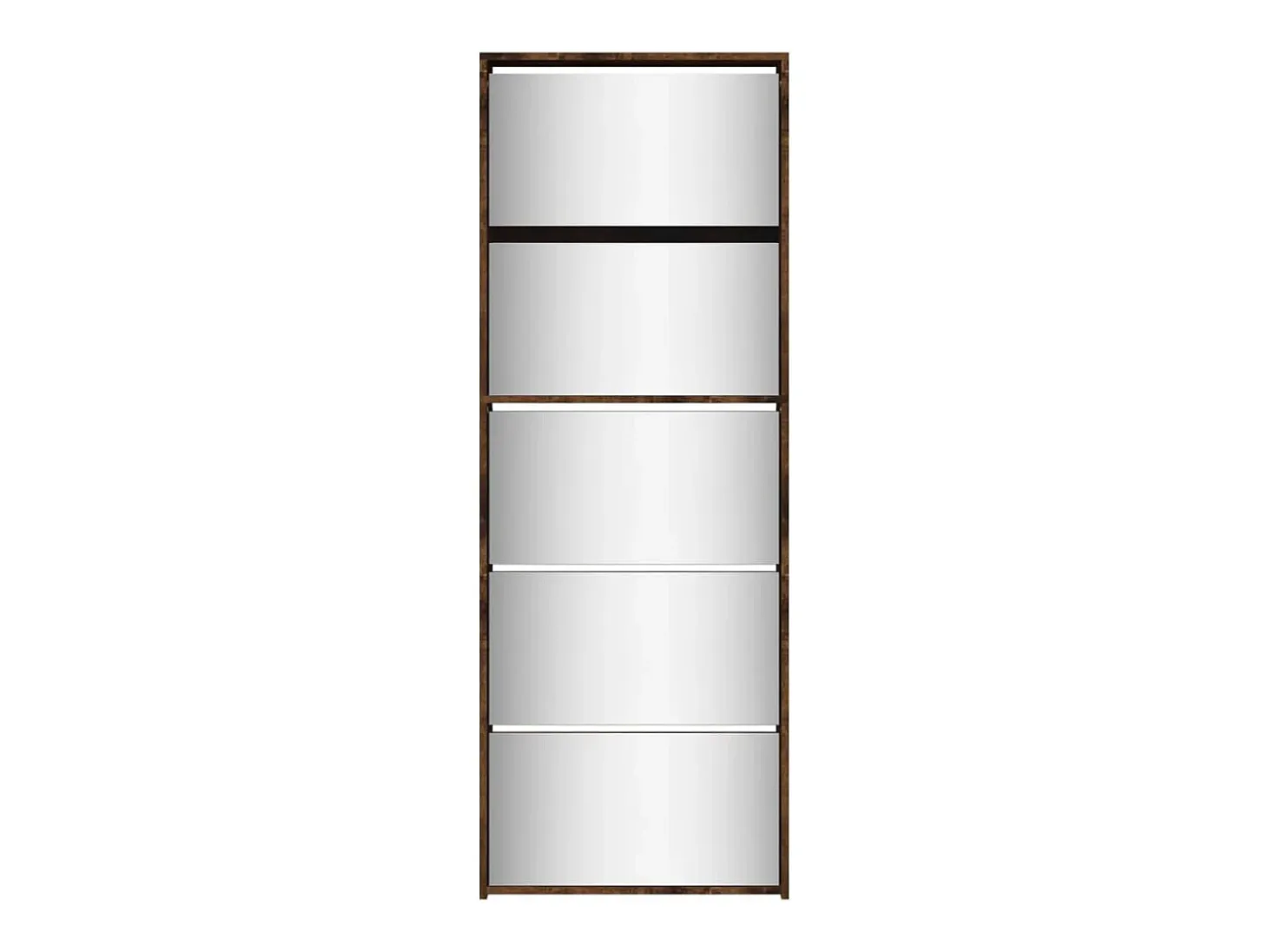Mueble zapatero y espejo 5 niveles roble ahumado 63x17x169,5 cm ES796516