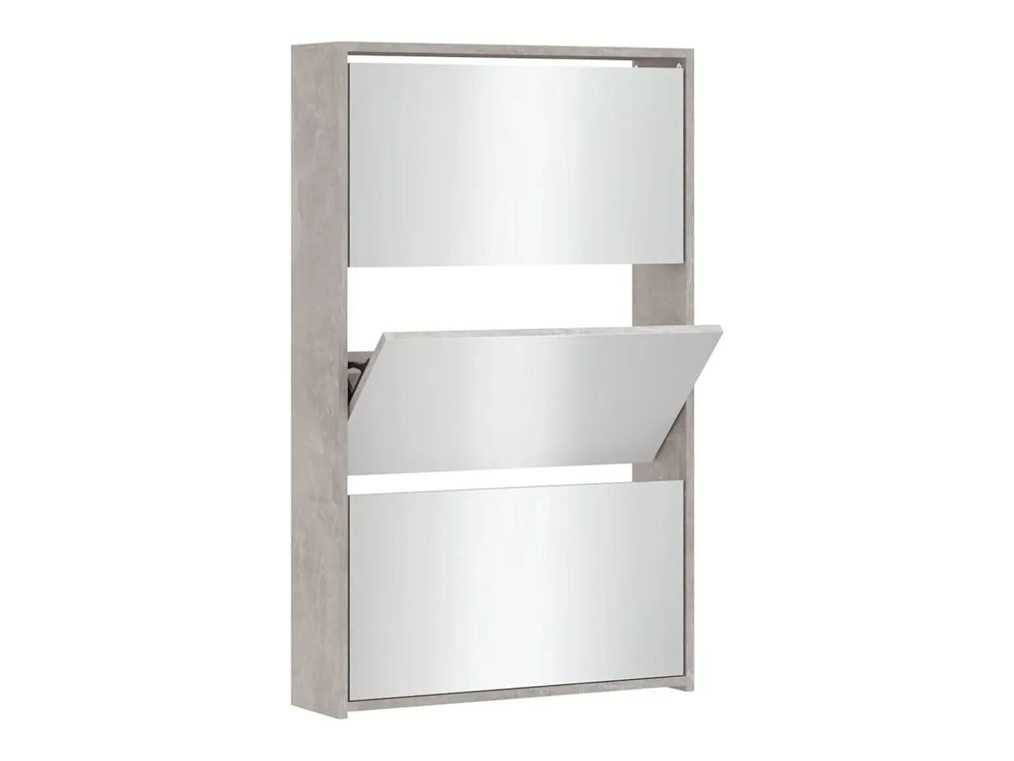 Mueble zapatero y espejo 3 niveles gris hormigón 63x17x102,5 cm ES458015