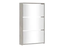 Mueble zapatero y espejo 3 niveles gris hormigón 63x17x102,5 cm ES458015