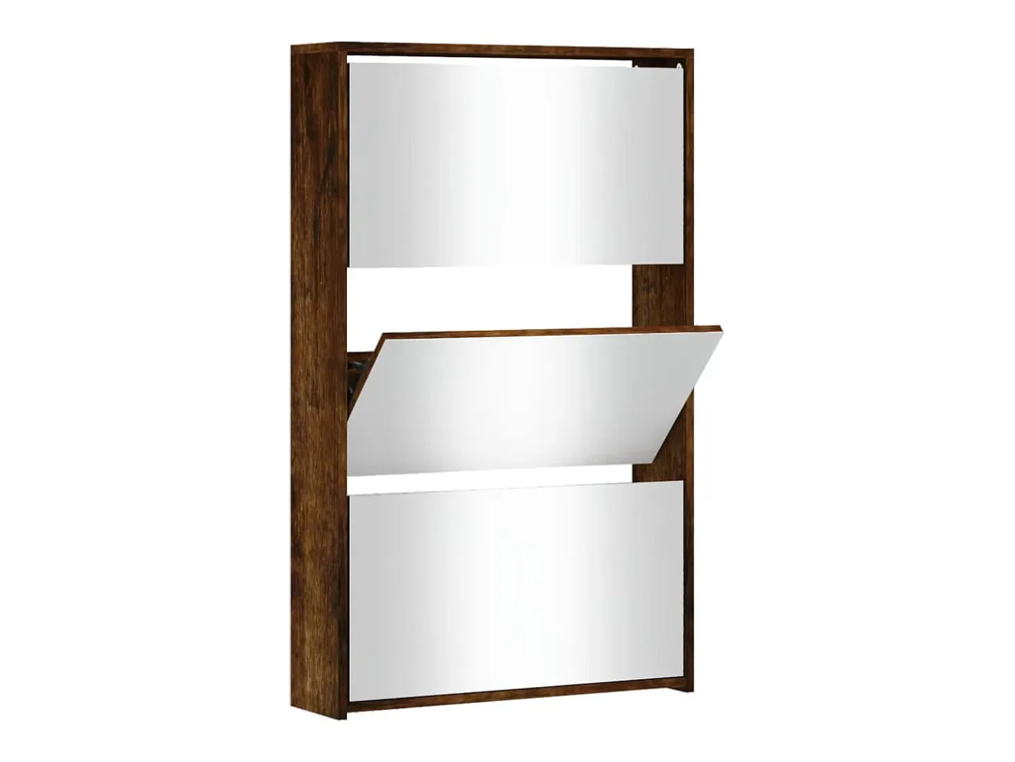 Mueble zapatero y espejo 3 niveles roble ahumado 63x17x102,5 cm ES234441